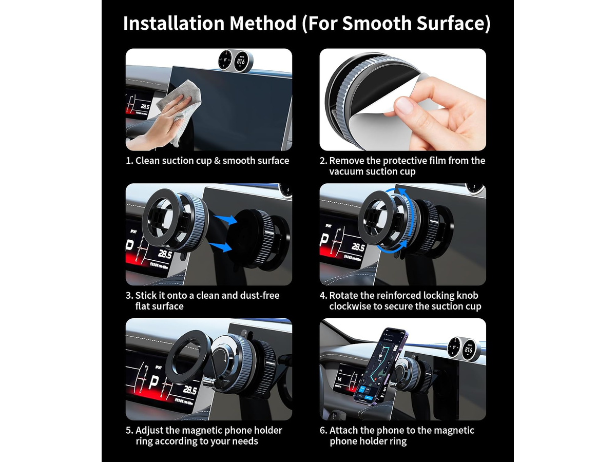 MagSafe Car Phone Holder 360 Degree Adjustable Aluminium Alloy Mag Mount
