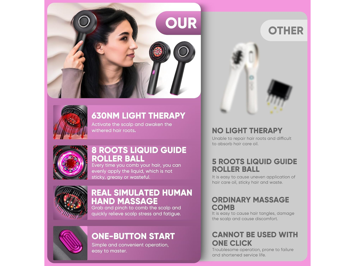 2 In 1 Scalp Massager Hair Oil Applicator Electric Massage Brush with Oil Dispenser