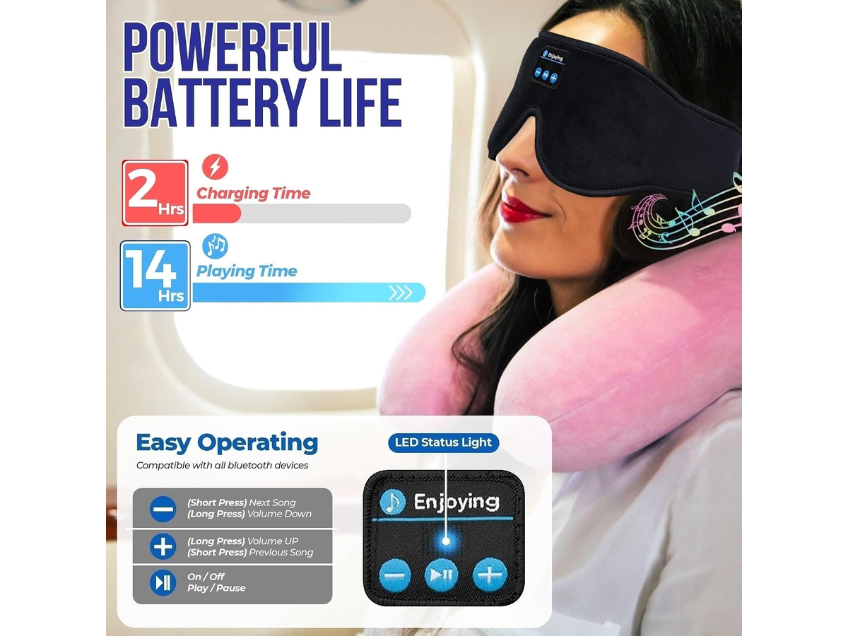 Sleep Eye Mask Bluetooth Headphone 3D Wireless Sleeping Headphones