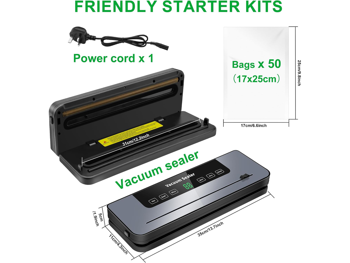 Vacuum Food Sealer Machine 7 Mode Dual Pump Automatic Sealer with Cutter and Bag Storage