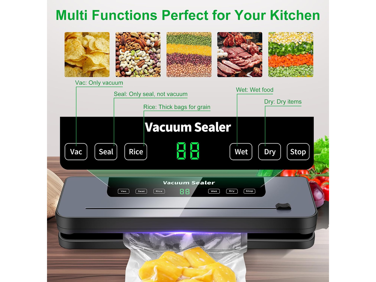 Vacuum Food Sealer Machine 7 Mode Dual Pump Automatic Sealer with Cutter and Bag Storage