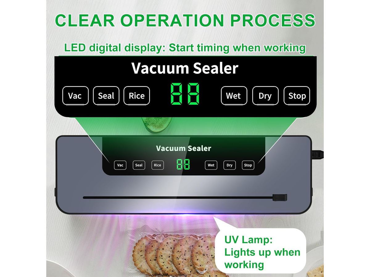 Vacuum Food Sealer Machine 7 Mode Dual Pump Automatic Sealer with Cutter and Bag Storage