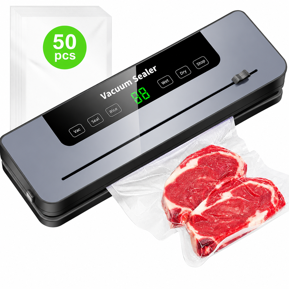 Vacuum Food Sealer Machine 7 Mode Dual Pump Automatic Sealer with Cutter and Bag Storage