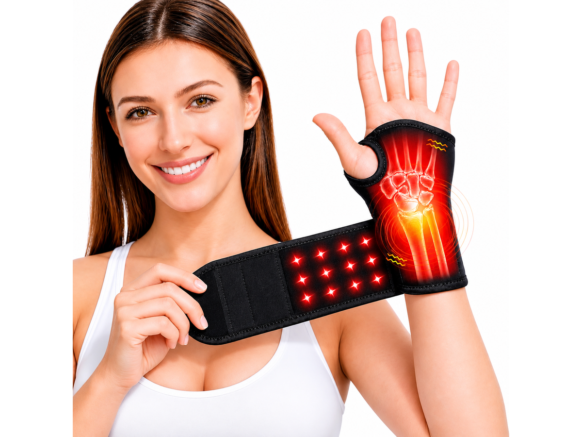 Red Light Therapy Wrist Heating Pad Cordless Heated Wrap with Vibration Massage