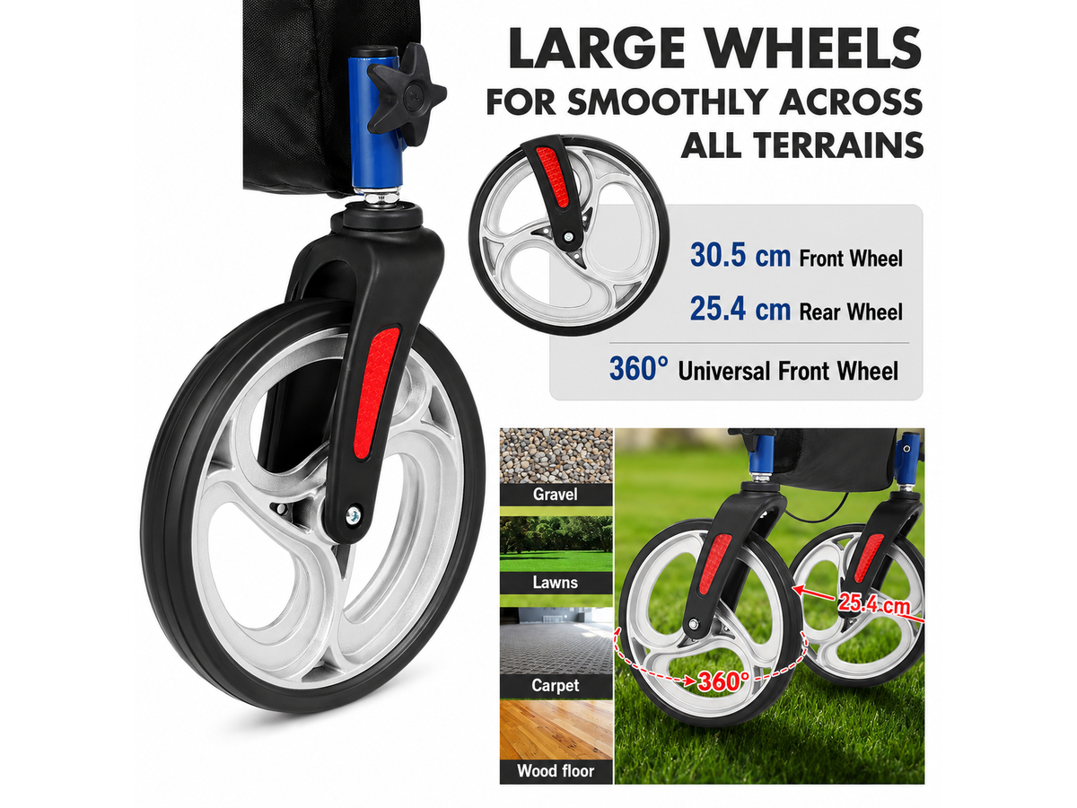 Rollator Walker with Seat Foldable Aluminum Walking Frame