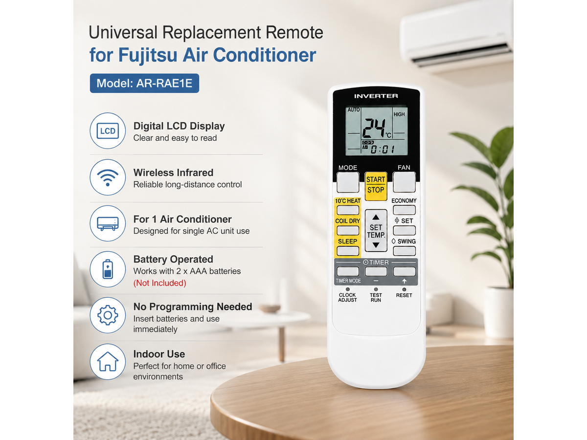 Fujitsu Air Conditioner Remote Control Replacement AR RAE1E IR Wireless AC Remote