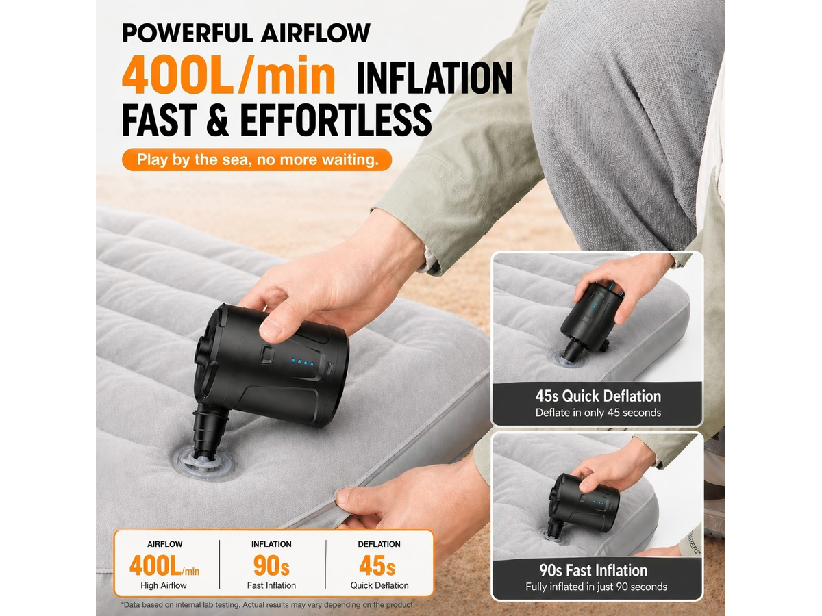 Portable Electric Air Pump 5200mAh Rechargeable Cordless Inflator Deflator