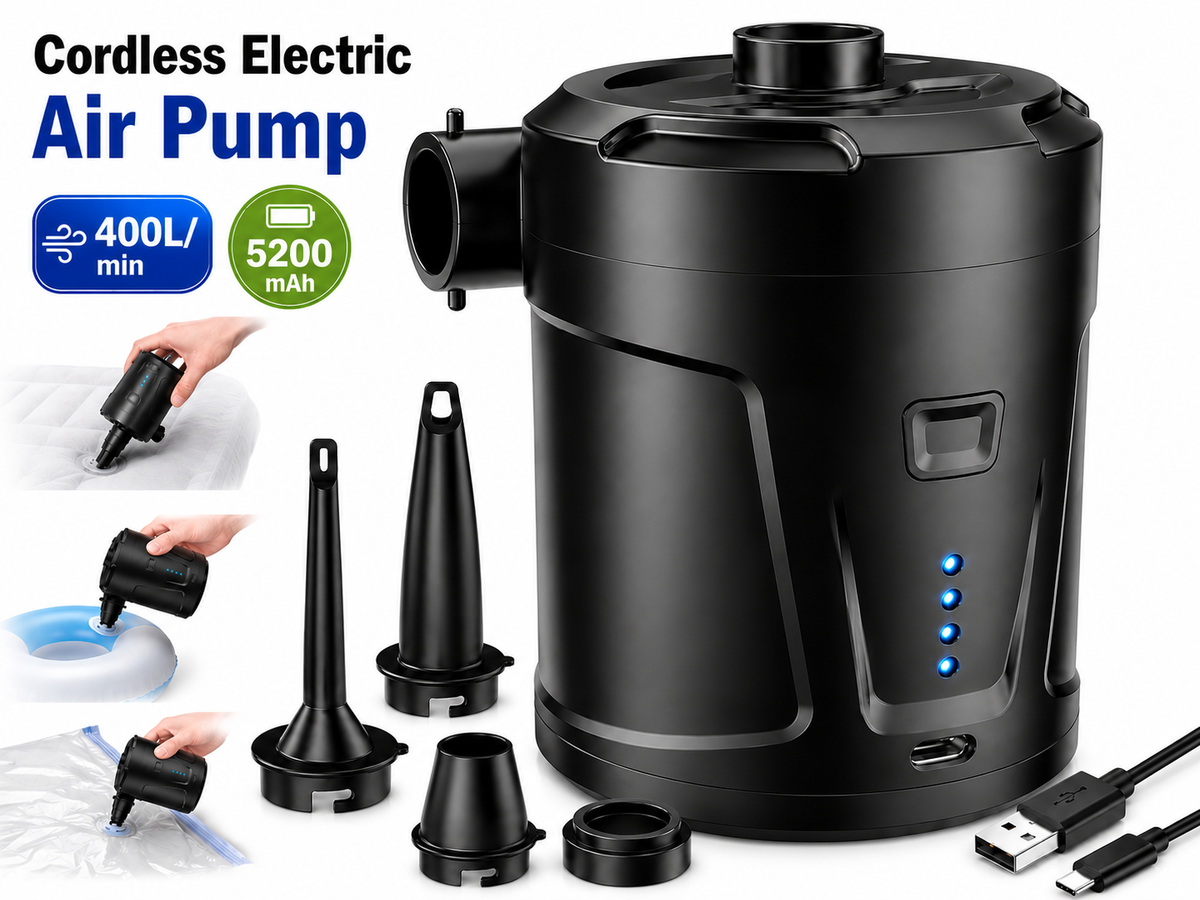 Portable Electric Air Pump 5200mAh Rechargeable Cordless Inflator Deflator