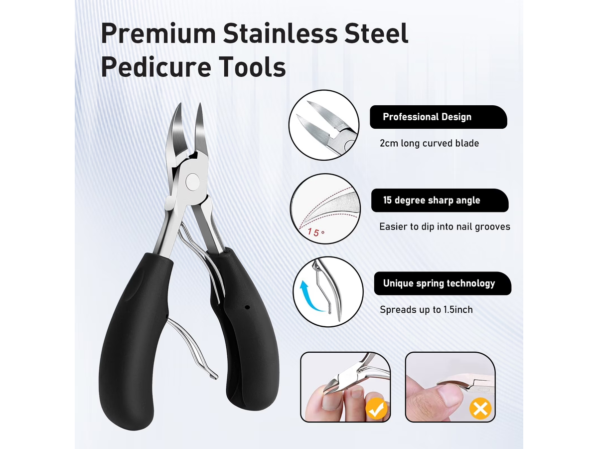 Professional Toenail Clippers Set Stainless Steel Pedicure Tools for Thick and Ingrown Nails