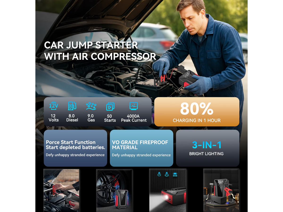 Car Jump Starter with Tire Inflator