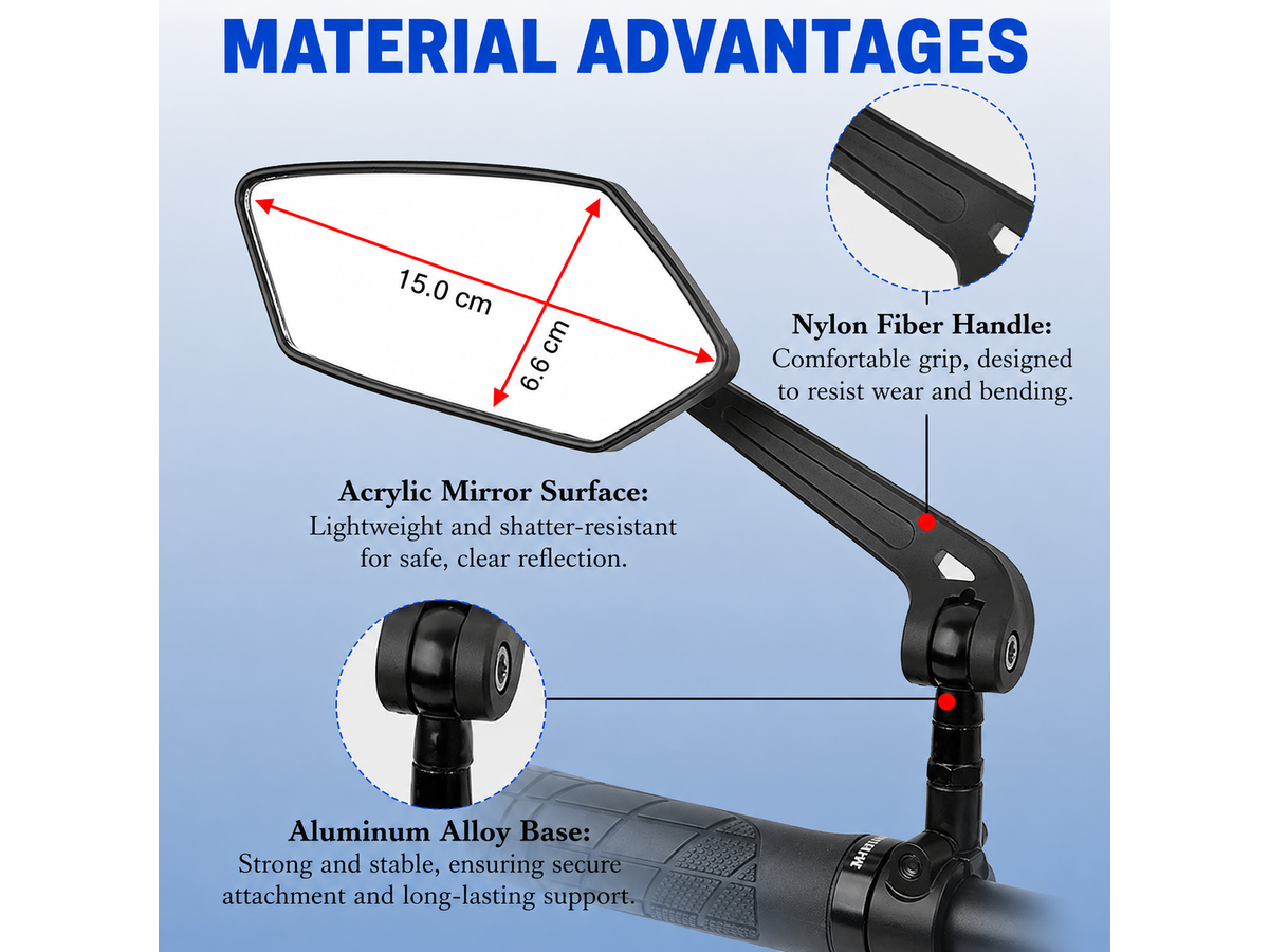 Bicycle Rearview Mirror 2 Pack 360 Degree Adjustable Wide Angle Mirrors