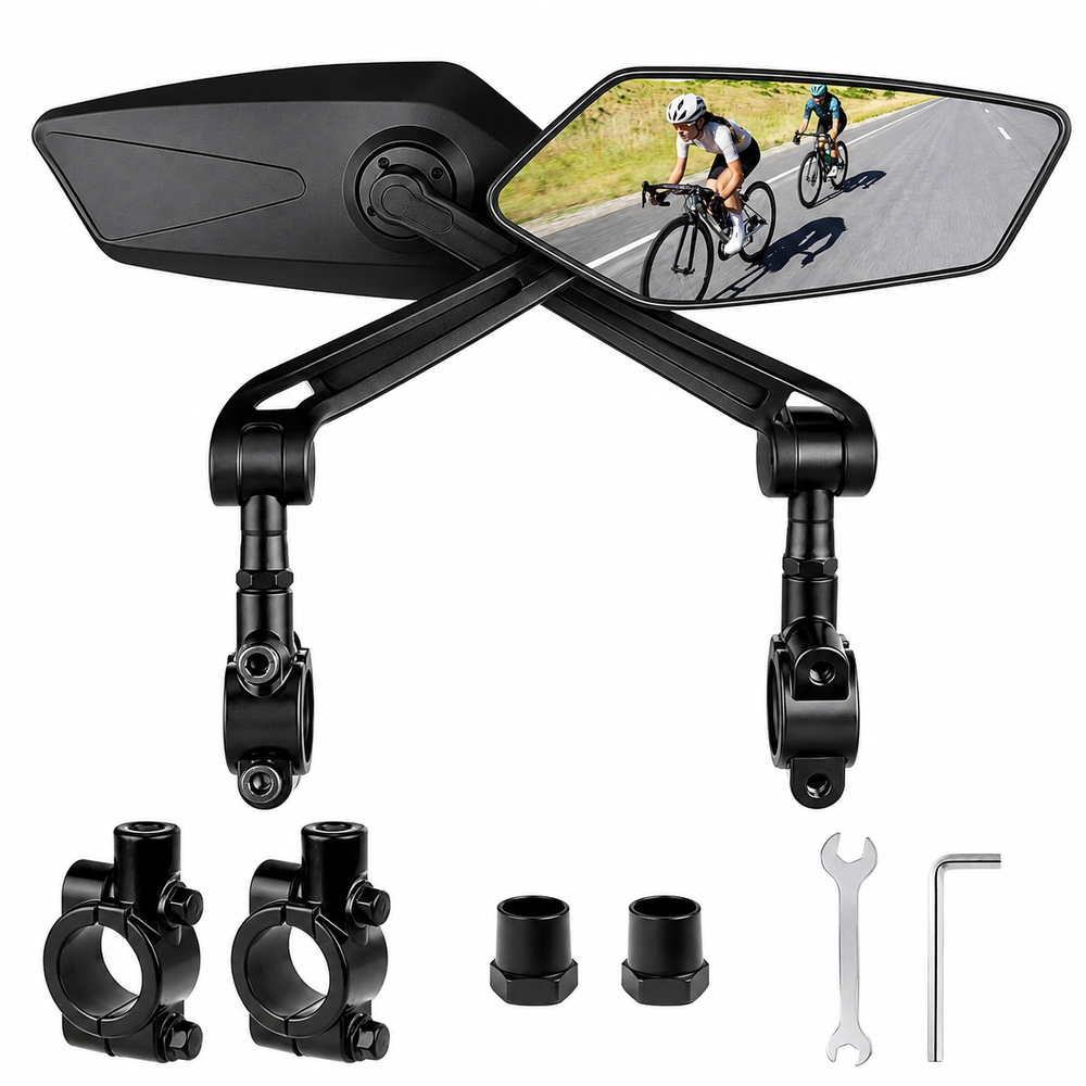 Bicycle Rearview Mirror 2 Pack 360 Degree Adjustable Wide Angle Mirrors
