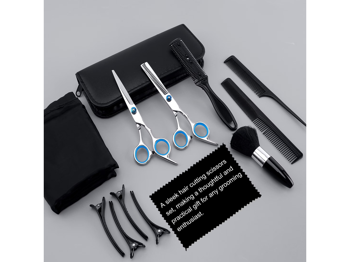 Professional Hair Scissors Kit 14 Piece Stainless Steel Hair Cutting Thinning Shears Set