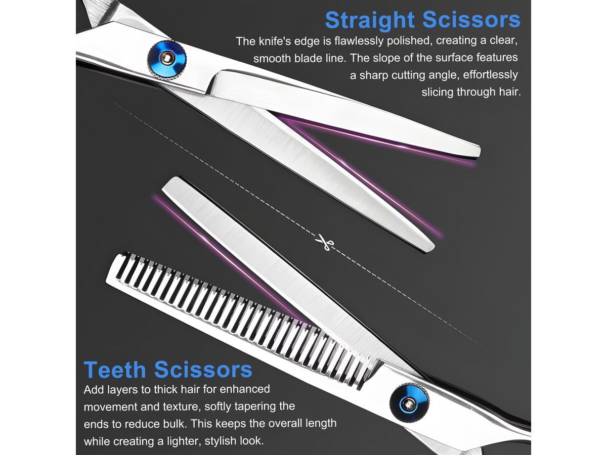 Professional Hair Scissors Kit 14 Piece Stainless Steel Hair Cutting Thinning Shears Set
