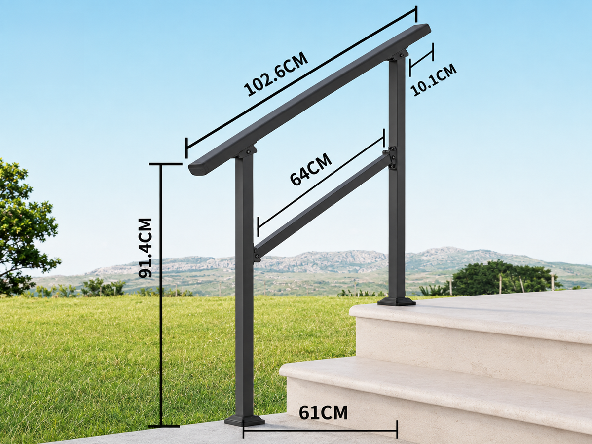 Stair Handrail 3 Steps Outdoor Carbon Steel Safety Railing