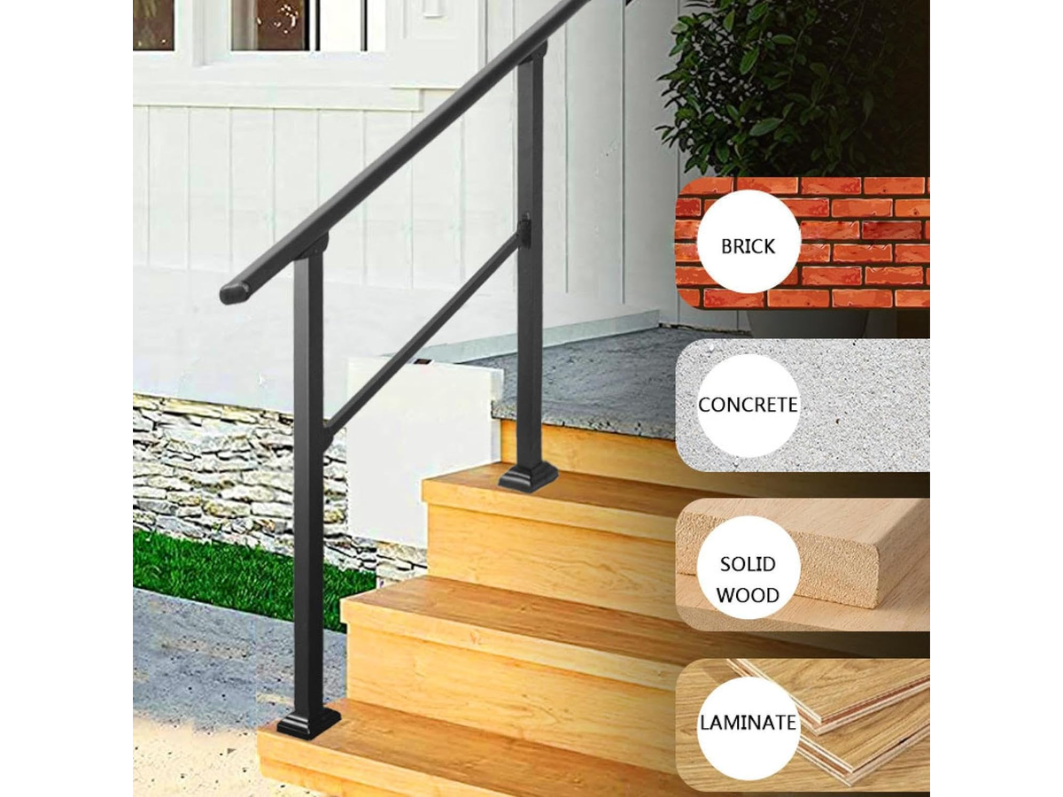Stair Handrail 3 Steps Outdoor Carbon Steel Safety Railing