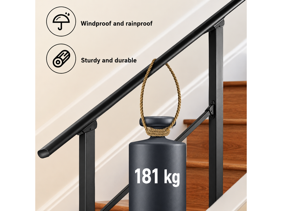 Stair Handrail 3 Steps Outdoor Carbon Steel Safety Railing