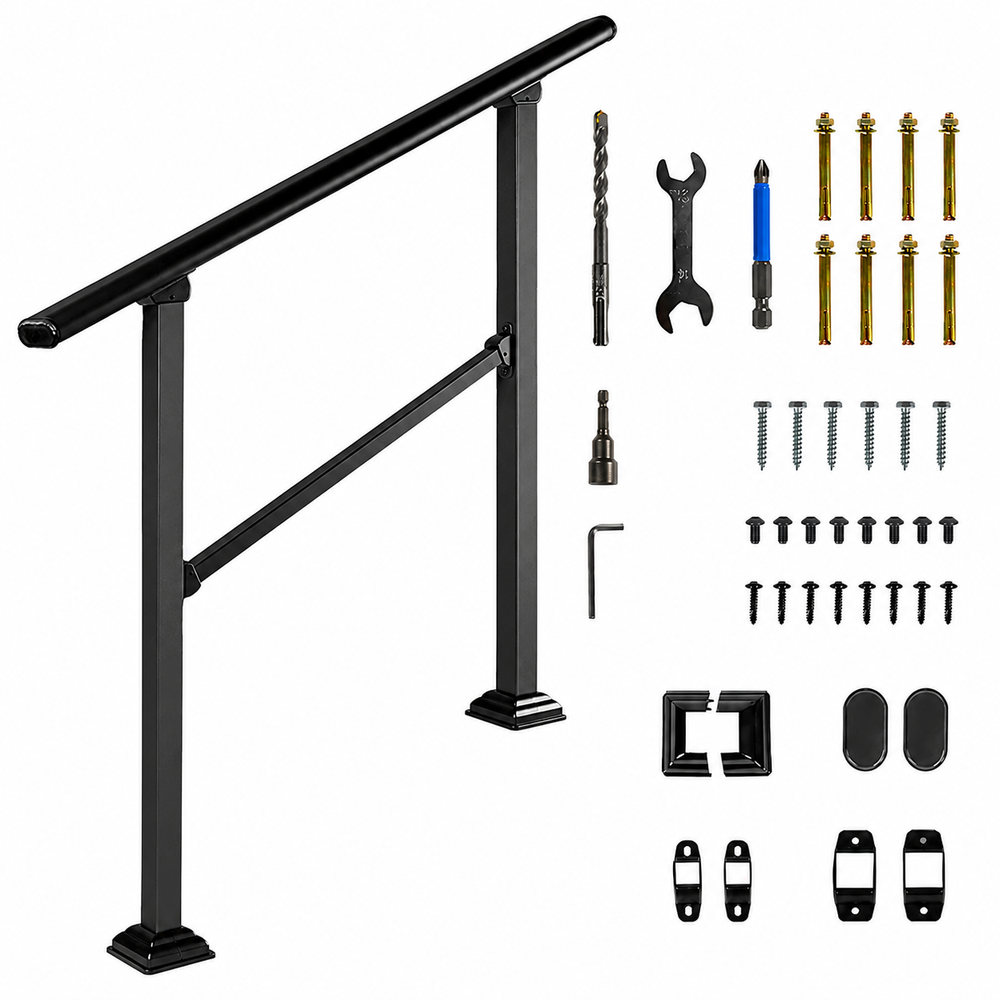 Stair Handrail 3 Steps Outdoor Carbon Steel Safety Railing