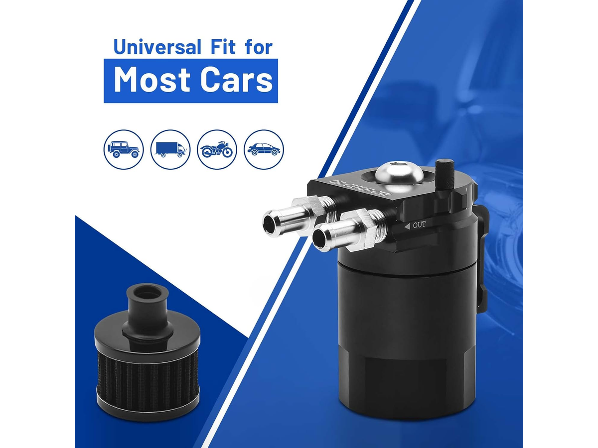 Universal Oil Catch Can Kit 300ML Aluminium Baffled Oil Separator with Breather Filter