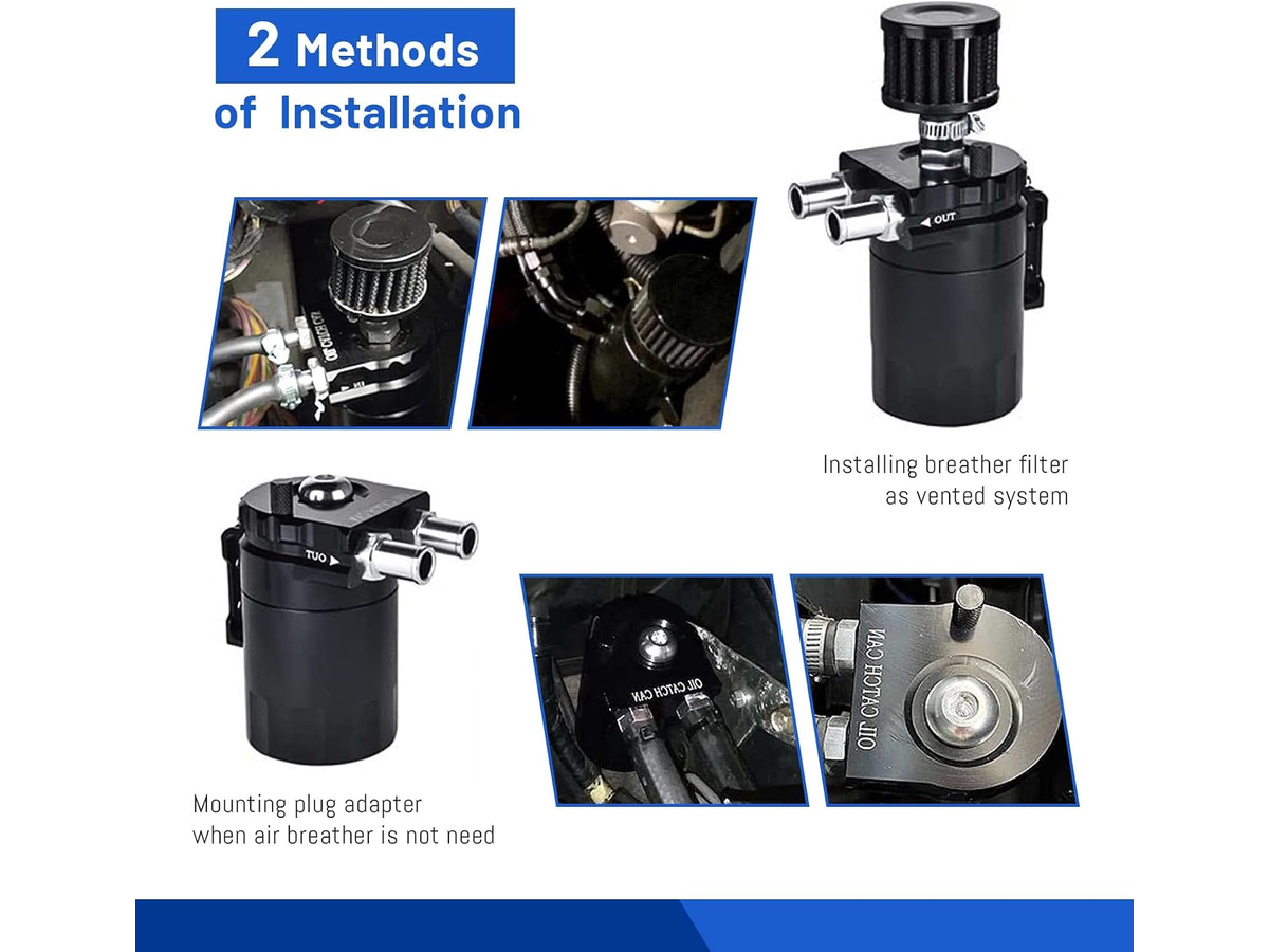 Universal Oil Catch Can Kit 300ML Aluminium Baffled Oil Separator with Breather Filter