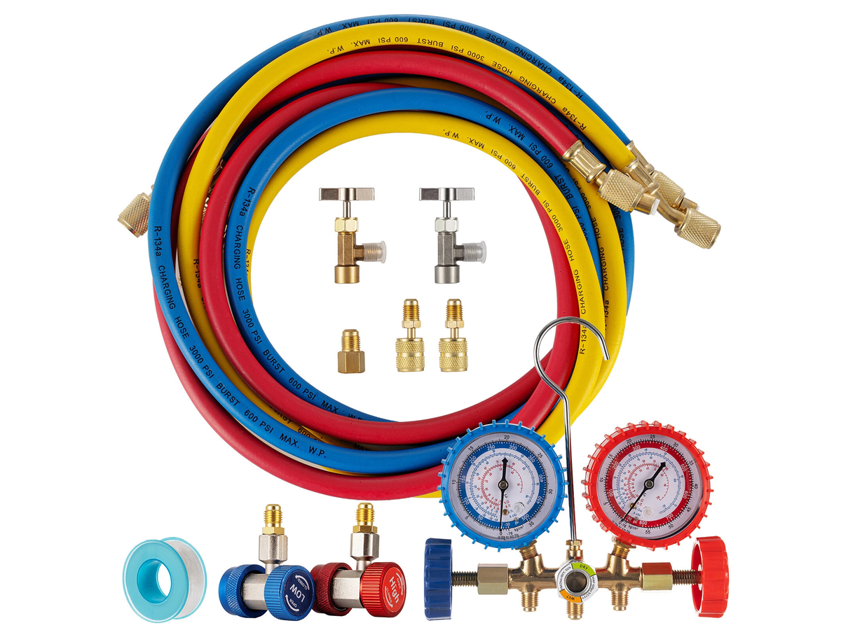 3.5CFM Vacuum Pump 1/4HP HVAC Air Conditioning Refrigeration Kit