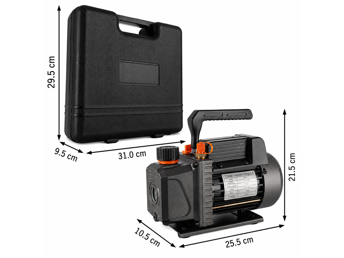 3.5CFM Vacuum Pump 1/4HP HVAC Air Conditioning Refrigeration Kit
