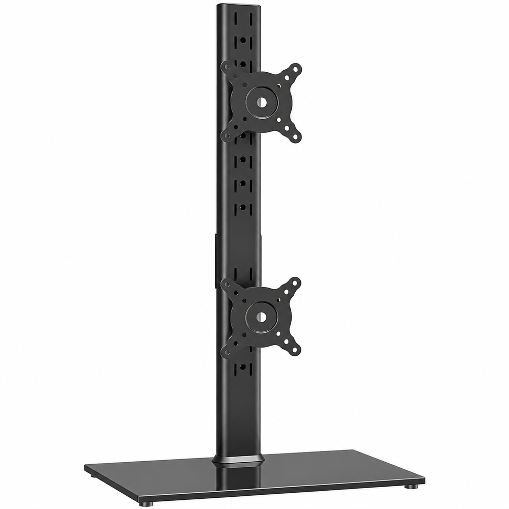 Vertical Dual Monitor Stand Adjustable Freestanding Desk Mount