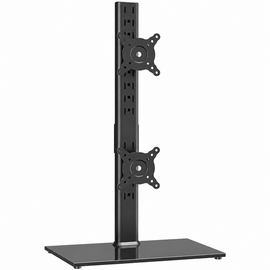 Vertical Dual Monitor Stand Adjustable Freestanding Desk Mount