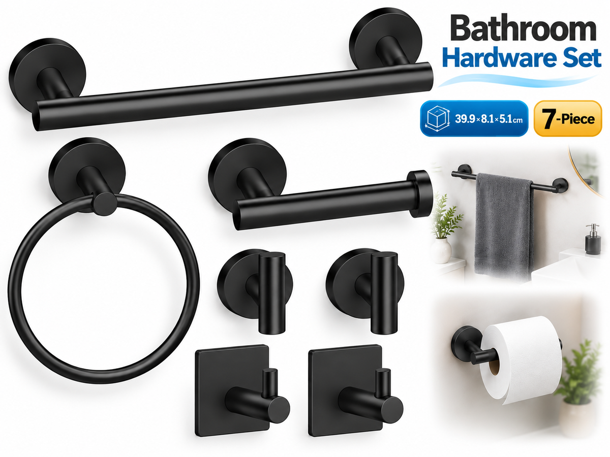 Bathroom Hardware Set 7-Piece Stainless Steel