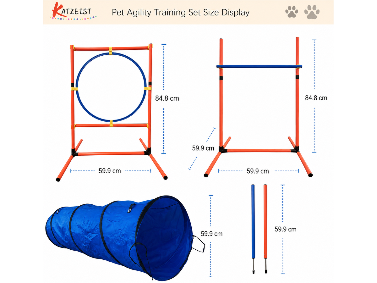 Dog Agility Training Equipment Set Backyard Obstacle Course with Tunnel