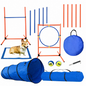 Dog Agility Training Equipment Set Backyard Obstacle Course with Tunnel