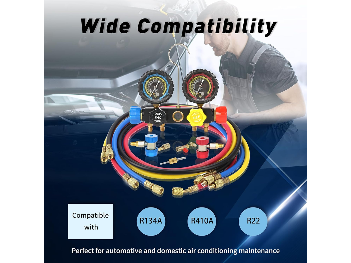 4 Way Refrigerant Gauge AC Diagnostic Manifold Set