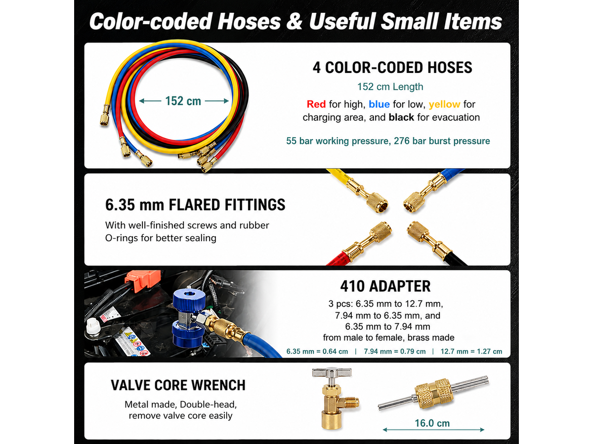 4 Way Refrigerant Gauge AC Diagnostic Manifold Set