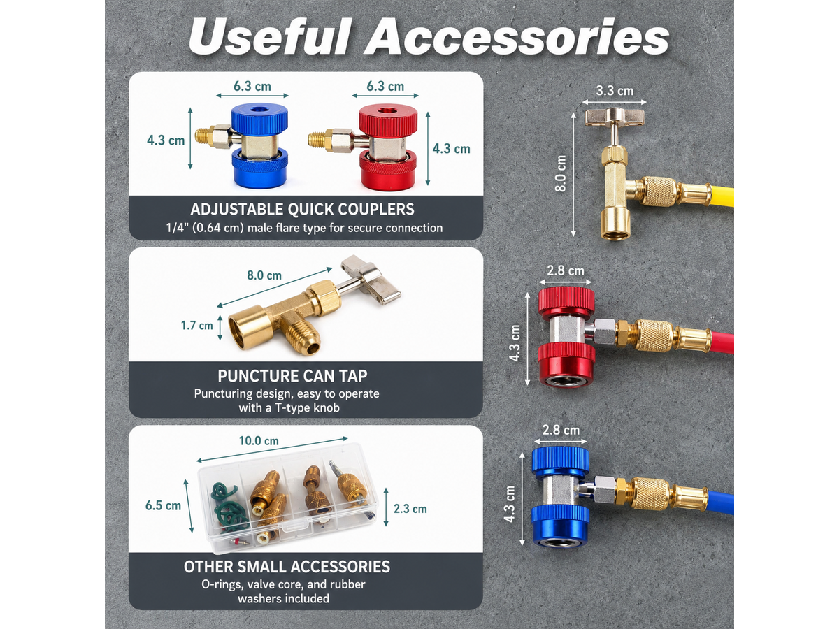 4 Way Refrigerant Gauge AC Diagnostic Manifold Set