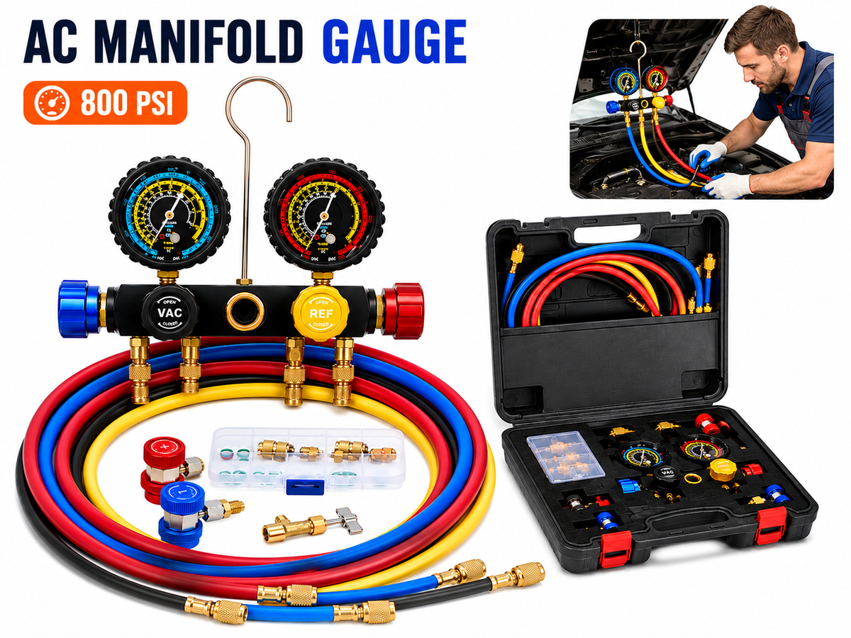 4 Way Refrigerant Gauge AC Diagnostic Manifold Set