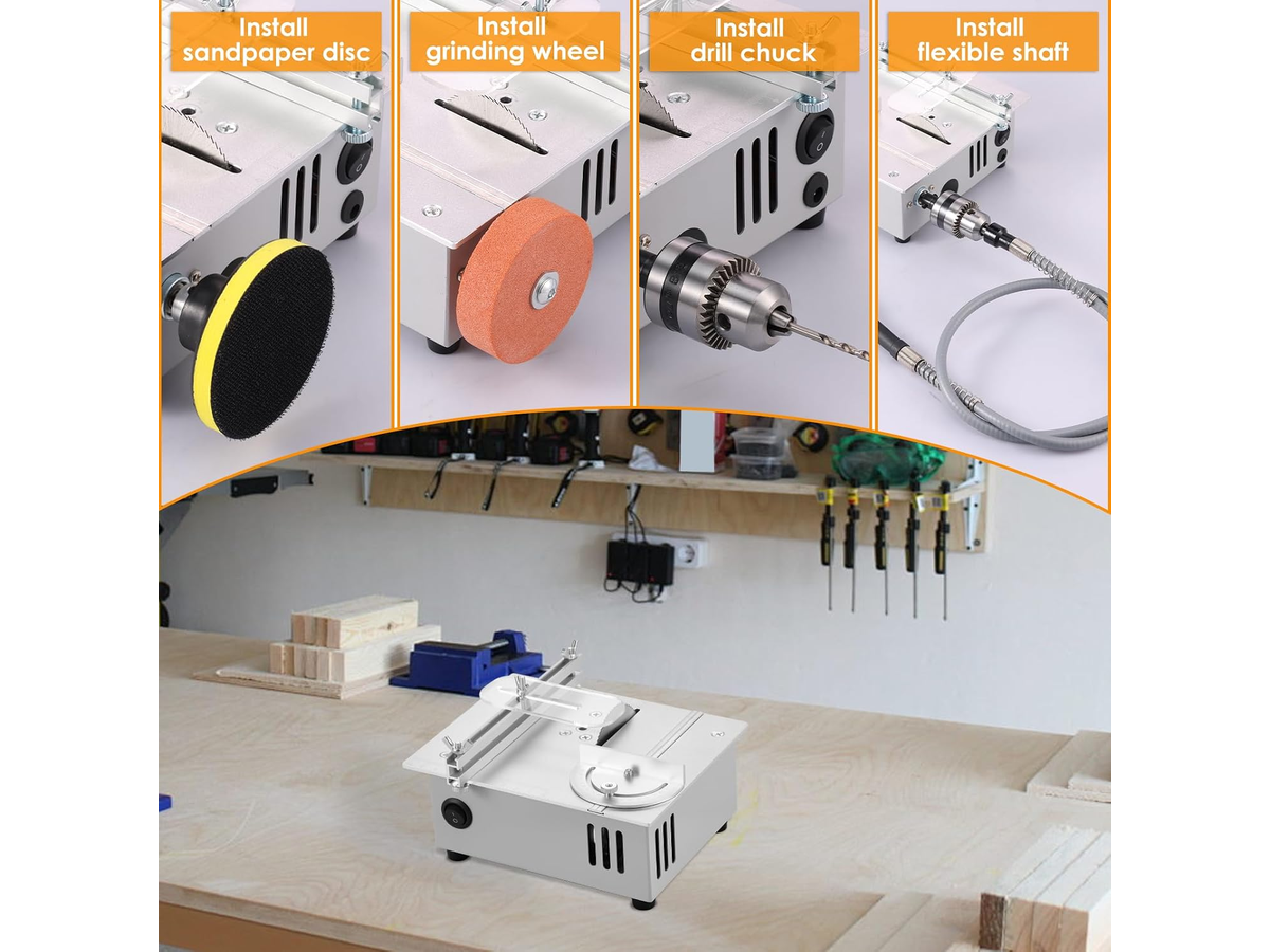 Mini Precision Table Saw 7 Speed Adjustable Desktop Cutting Grinding Machine