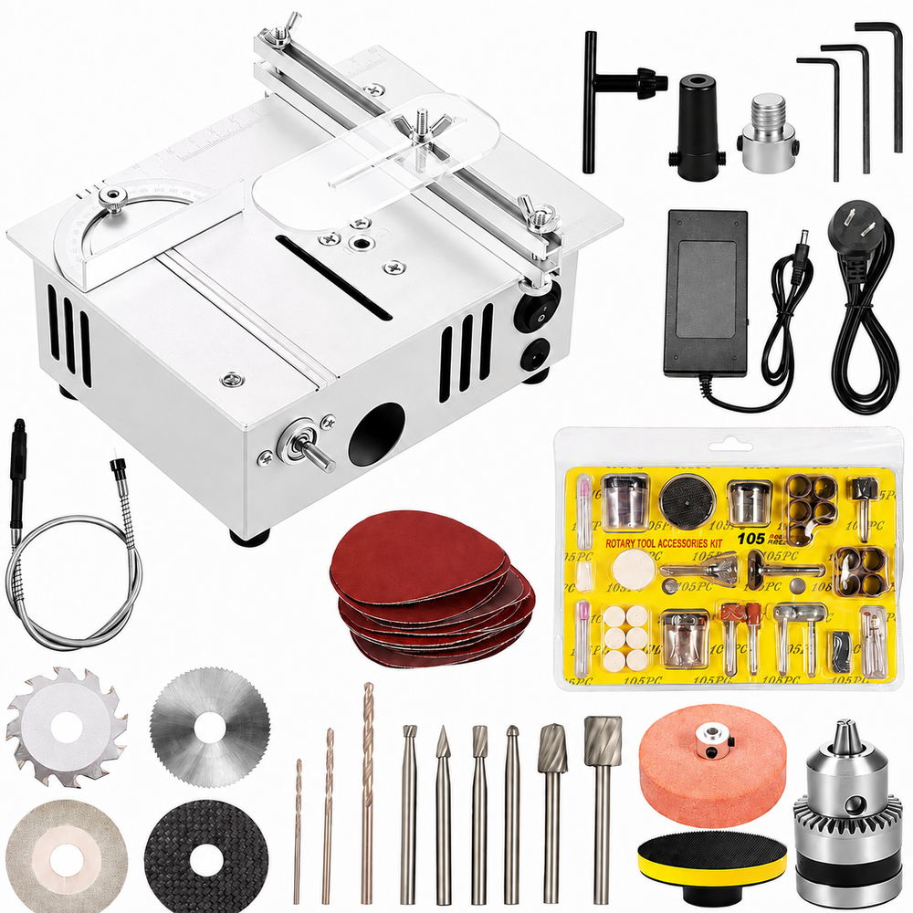 Mini Precision Table Saw 7 Speed Adjustable Desktop Cutting Grinding Machine