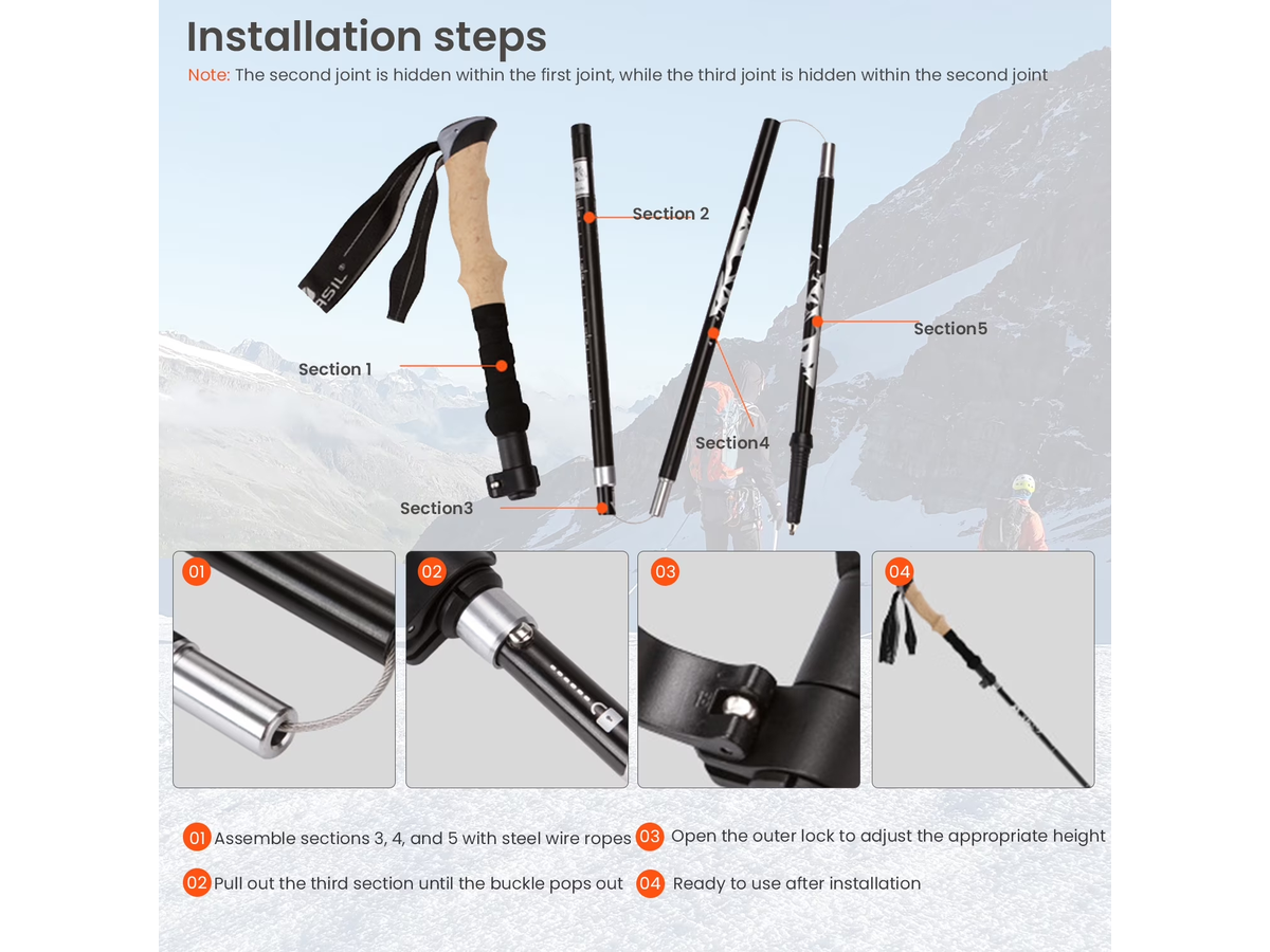 Collapsible Trekking Poles 2 Pack Adjustable Quick Lock Walking Sticks with EVA Handles