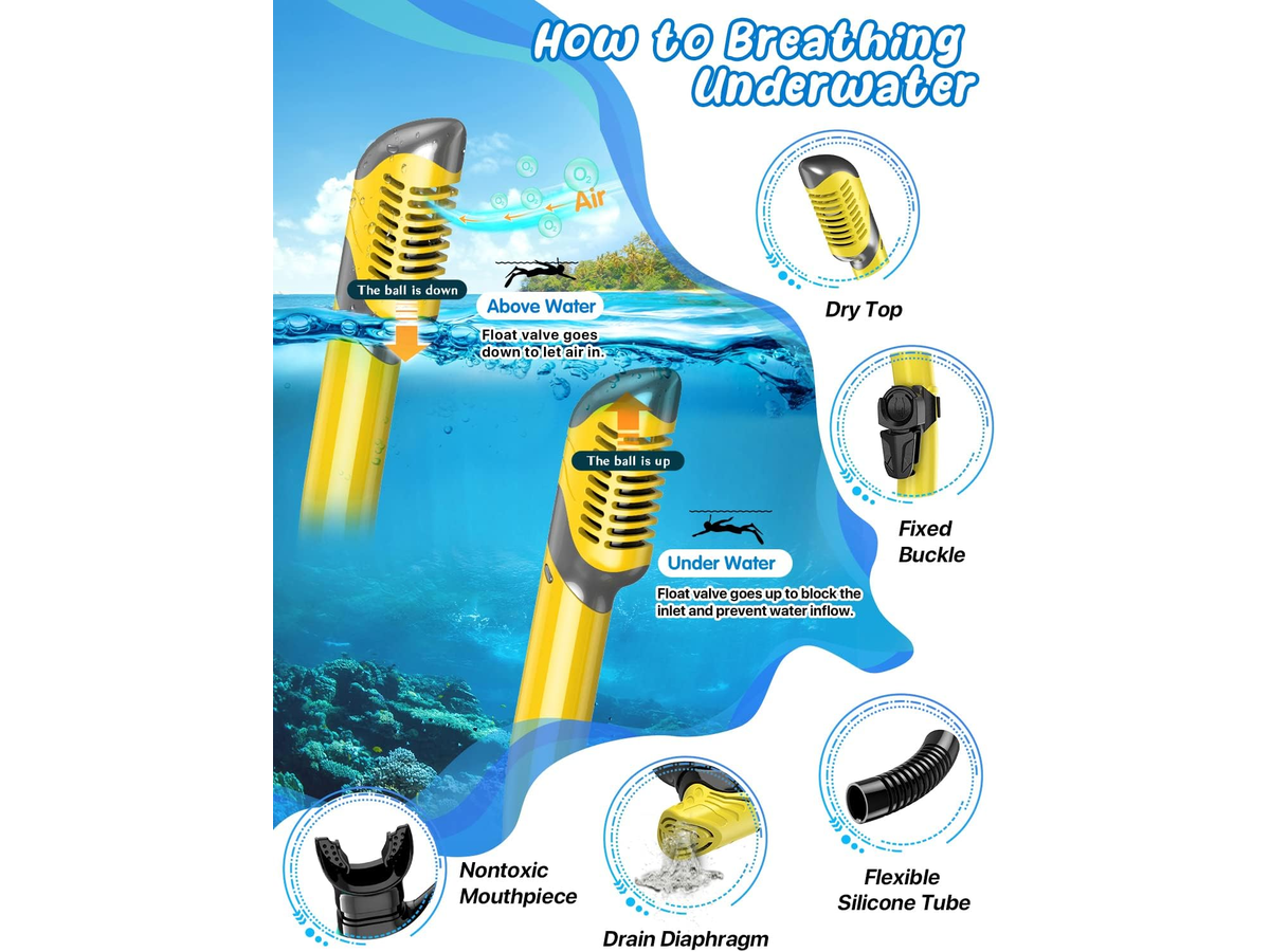 Mask Fins Snorkel Set Panoramic Tempered Glass Mask Dry Top Snorkel Adjustable