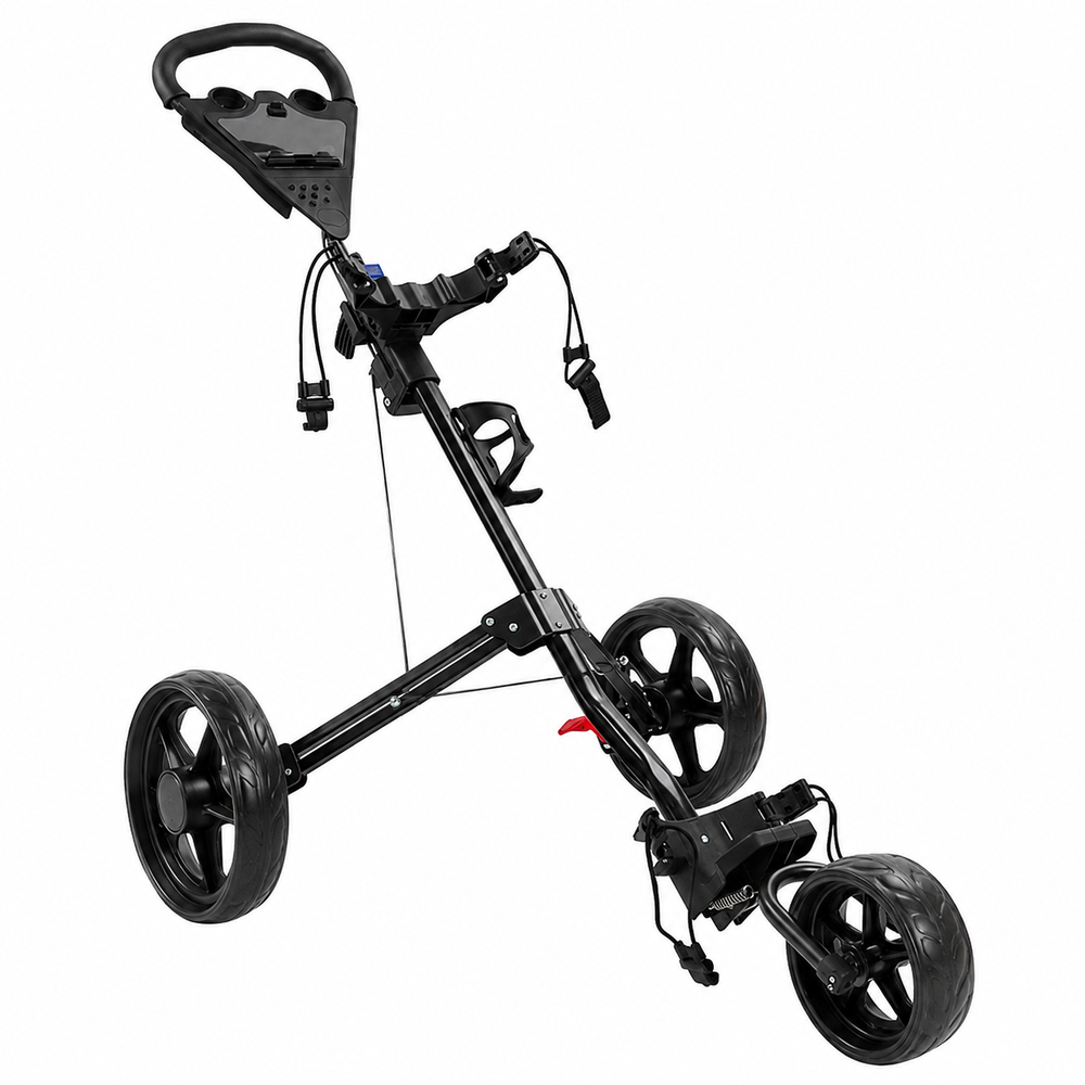 3 Wheel Golf Trundler Folding Golf Push Cart with Dual Brakes and Accessories