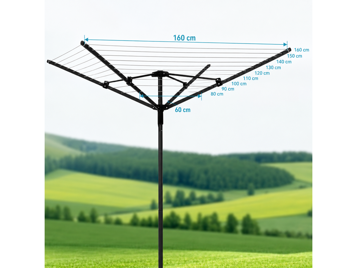 utdoor Clothes Airer with Ground Spike Protective Cover and Adjustable Height