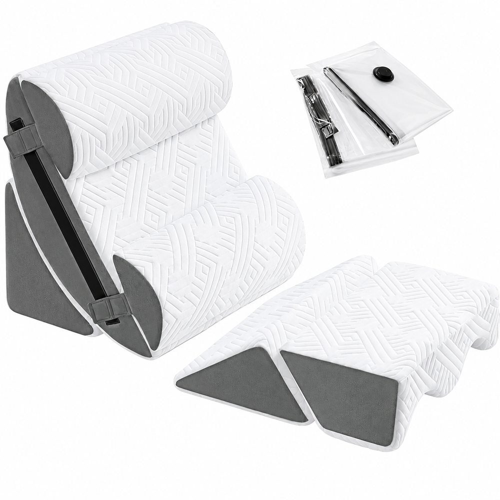 Wedge Pillow 6 Piece Memory Foam Adjustable Bed Support Pillow Set