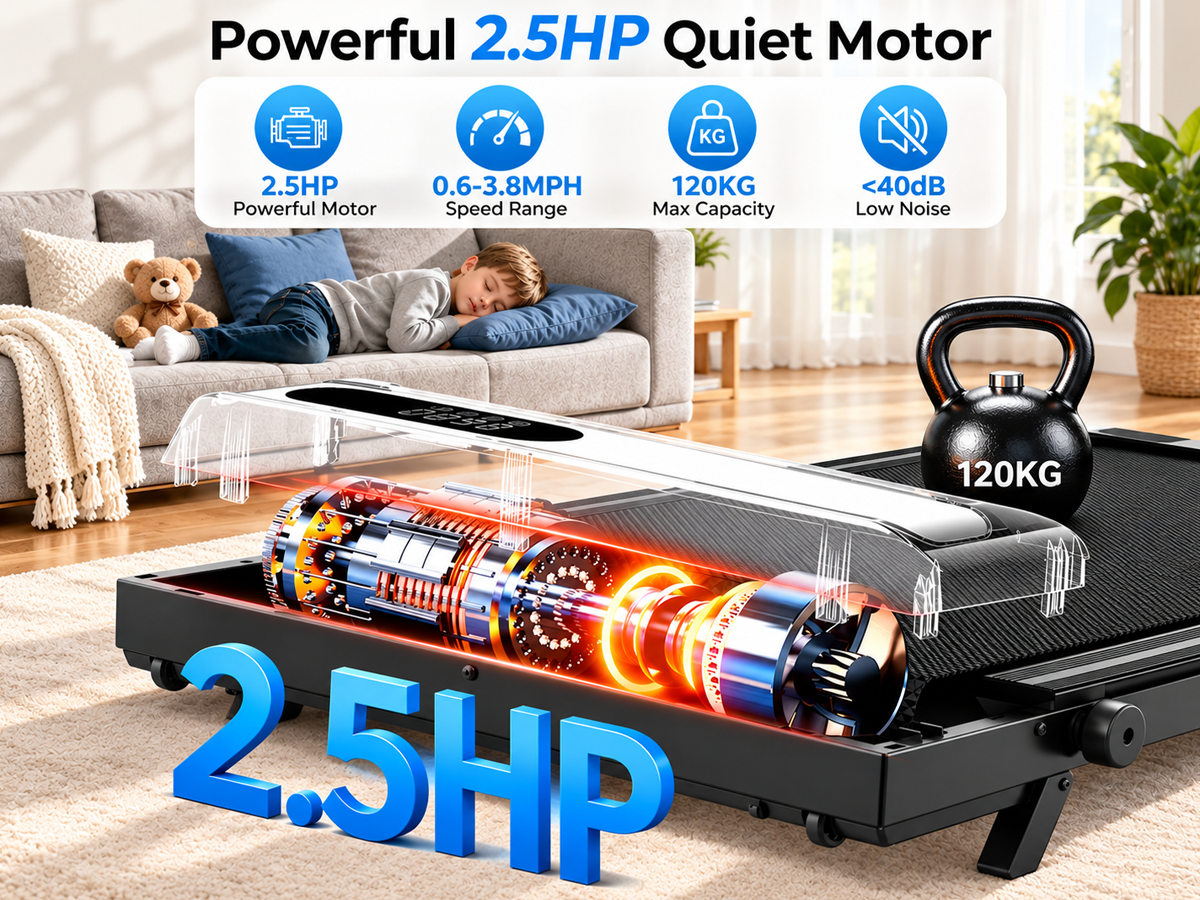 Walking Machine Treadmill 2.5HP 8% Incline 3 in 1 Compact Home Office Treadmill
