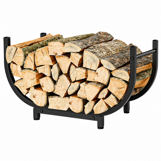 Firewood Log Storage Rack Heavy Duty Steel Log Holder with Handles Indoor Outdoor