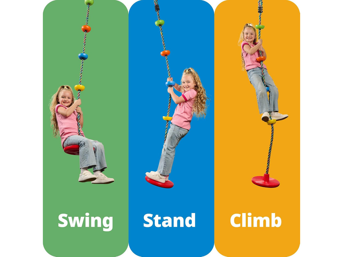 Tree Swing Set with Disc Seat Rainbow Climbing Rope and Tree Strap
