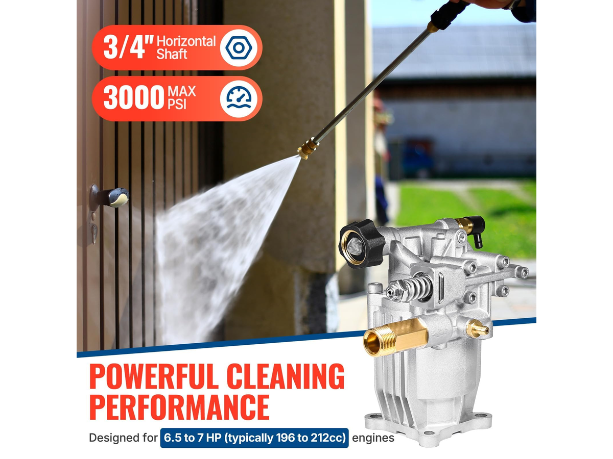 Horizontal Water Blaster Pump 3400 PSI 2.5 GPM Replacement Pump with 3/4 Inch Shaft