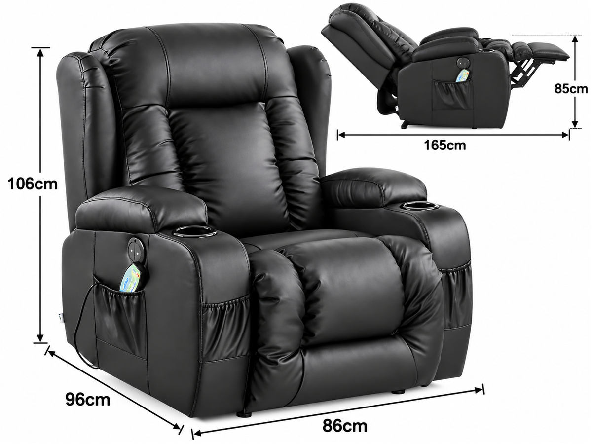 Recliner Chair with Heat Massage Vibration Zero Gravity Cup Holders