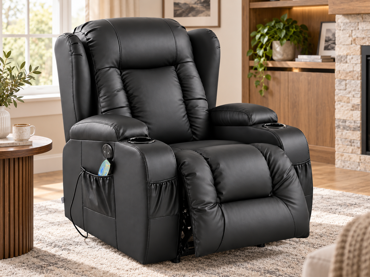 Recliner Chair with Heat Massage Vibration Zero Gravity Cup Holders
