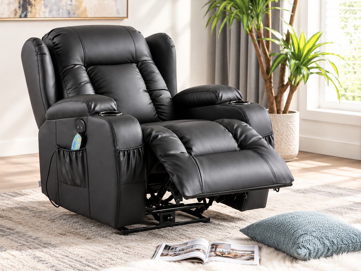 Recliner Chair with Heat Massage Vibration Zero Gravity Cup Holders