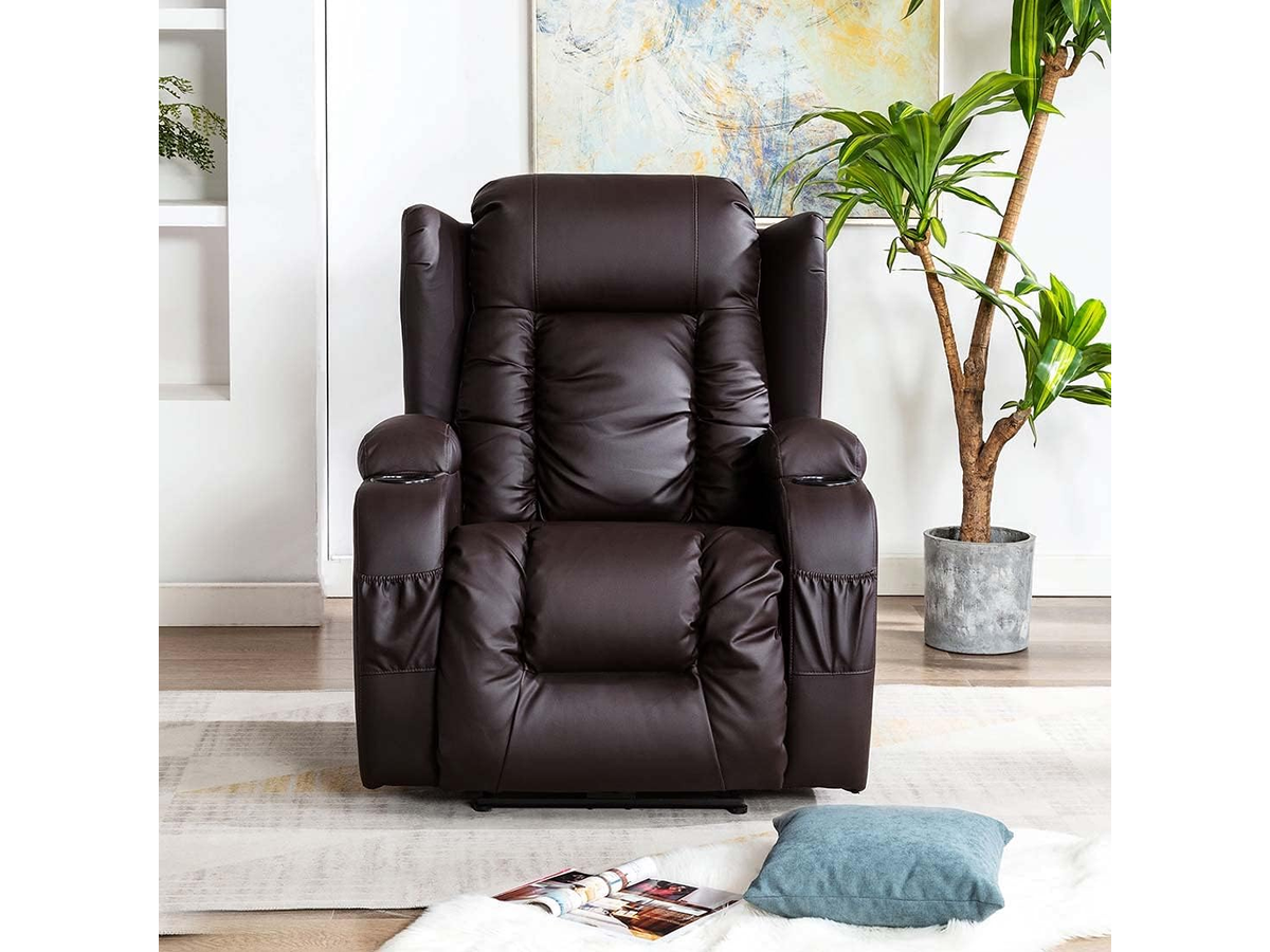 Recliner Chair with Heat Massage Vibration Zero Gravity Cup Holders